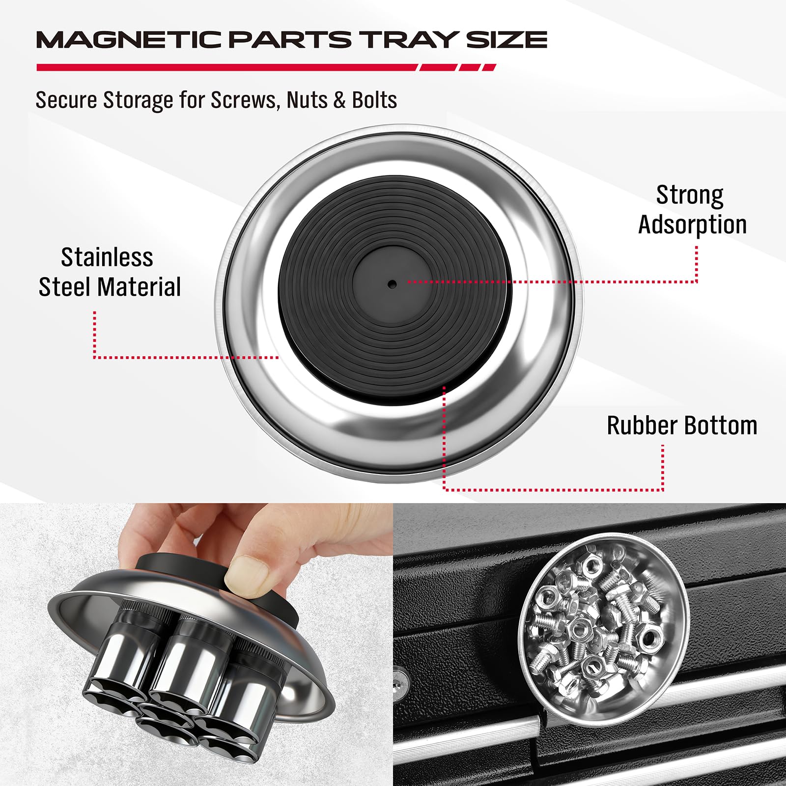 SEDY magnetic tray 6-inch securely holds nuts and screws