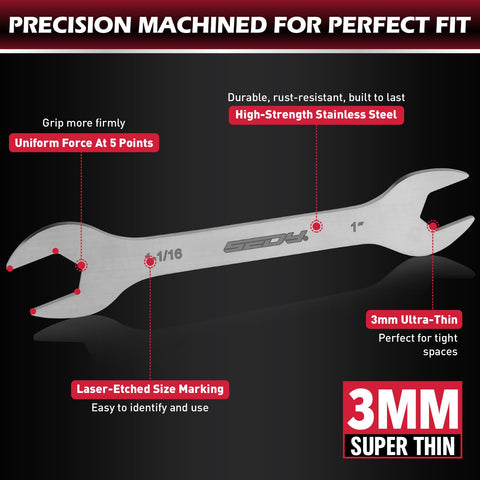 SEDY nickel-plated flat wrenches resist corrosion for long-lasting use.