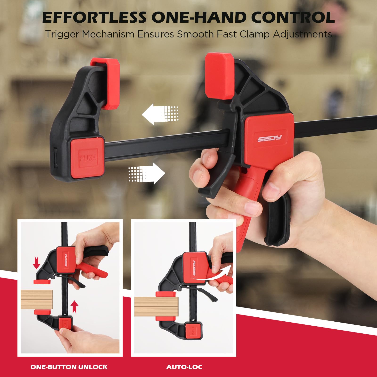 SEDY non-marring pads protect wood surfaces during glue-ups