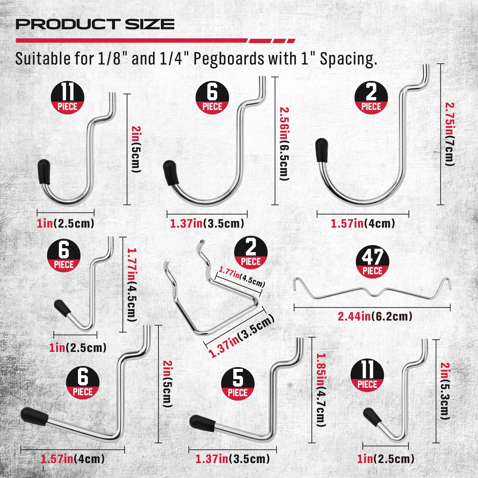 SEDY compatibility for 1/8 and 1/4 pegboards with 1 inch spacing