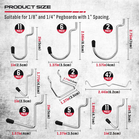 SEDY compatibility for 1/8 and 1/4 pegboards with 1 inch spacing