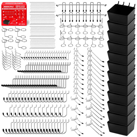 SEDY pegboard hook set with diverse hooks for versatile organization.