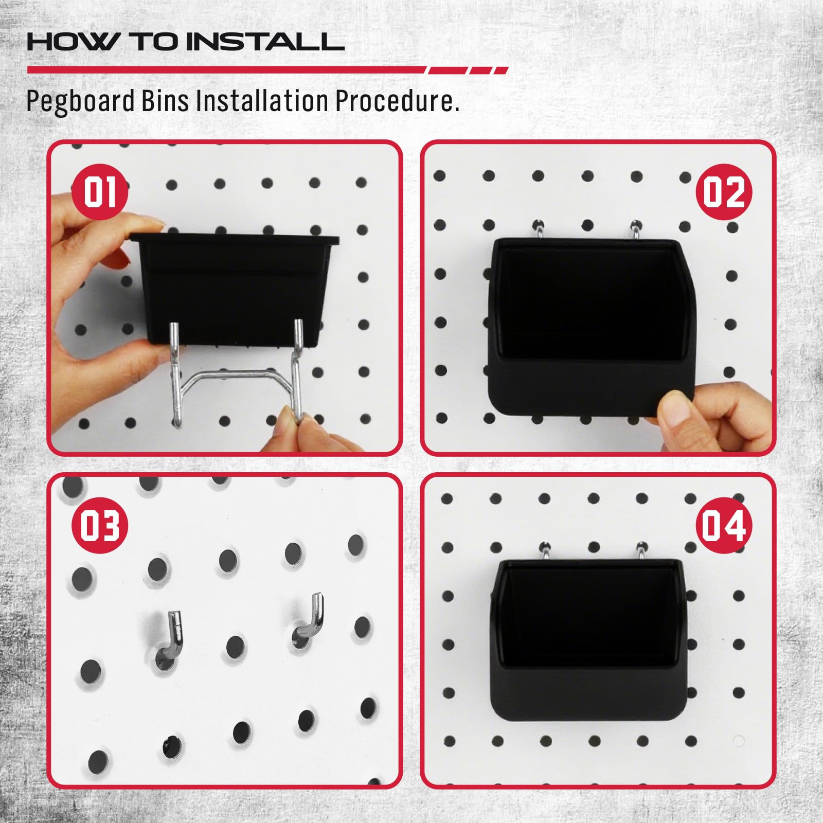 SEDY kitchen organization with pegboard hooks and boxes