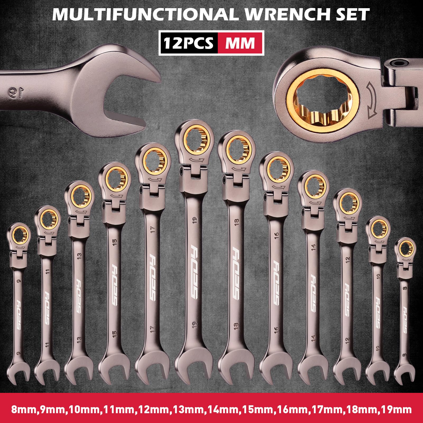 SEDY wrench set organized on a magnetic rack for easy access.