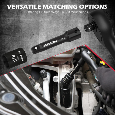 SEDY socket-collection image highlights comprehensive SAE and metric coverage.
