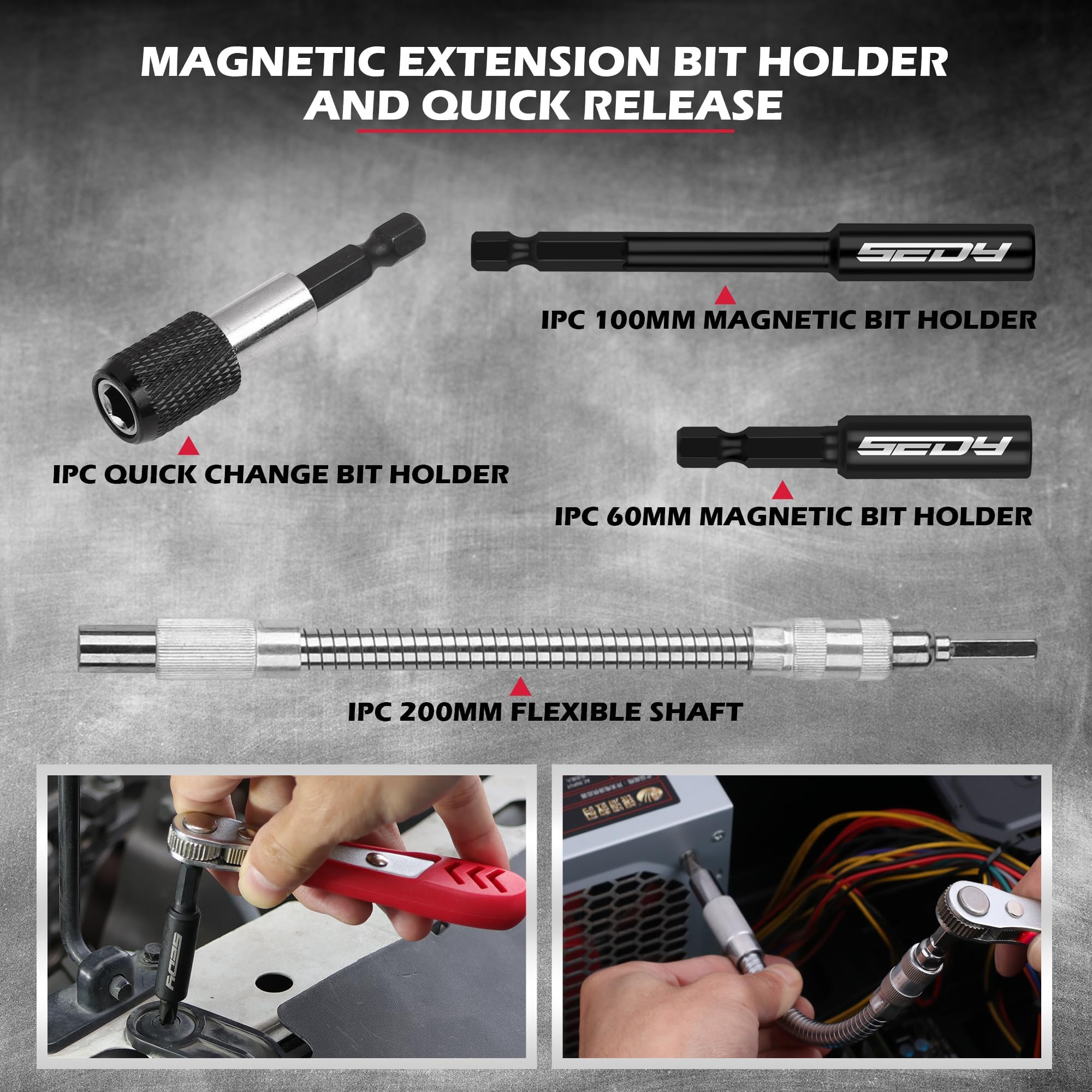 SEDY ratchet wrench with quick-release extensions enables fast adjustments.