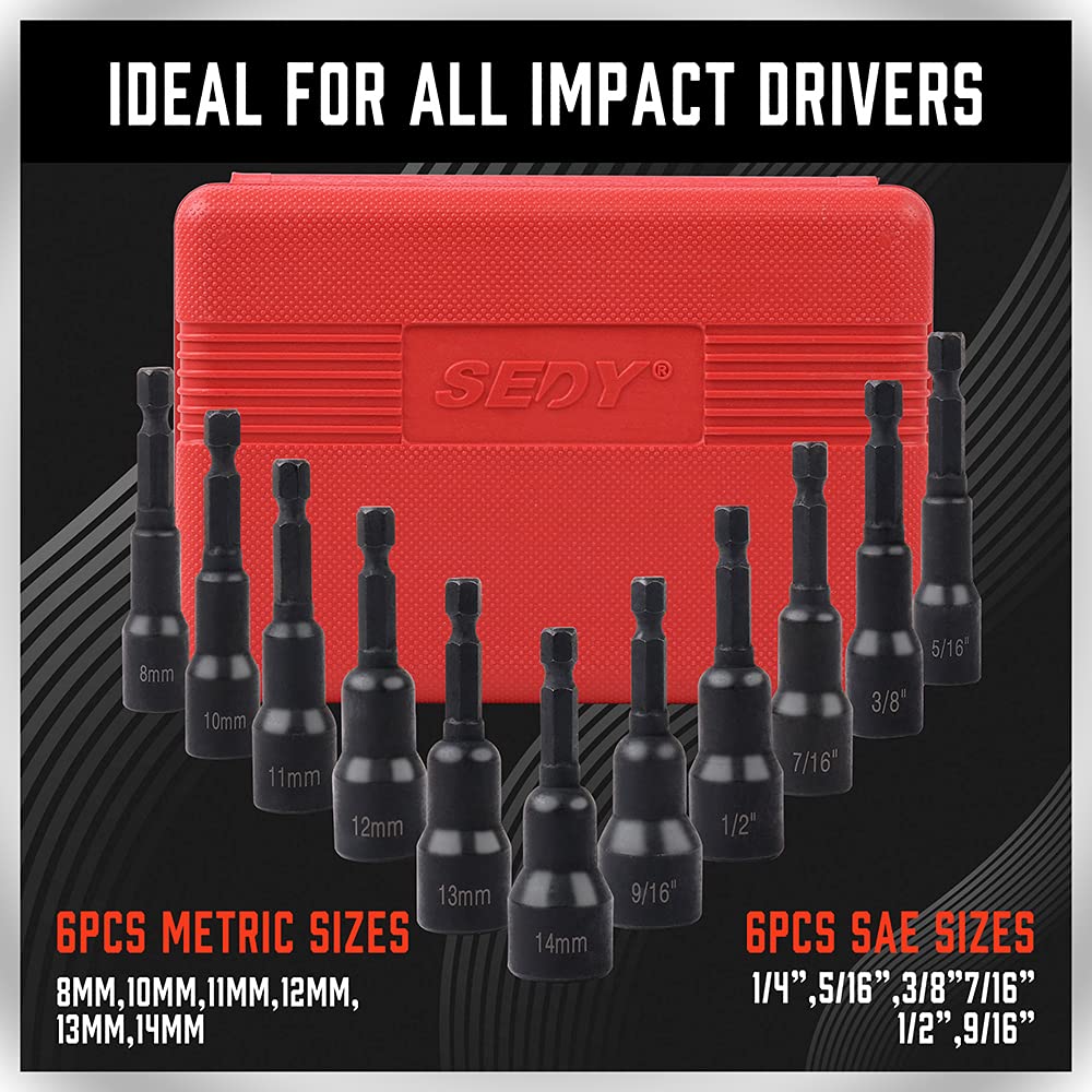 SAE and metric size markings in SEDY set for versatile projects.