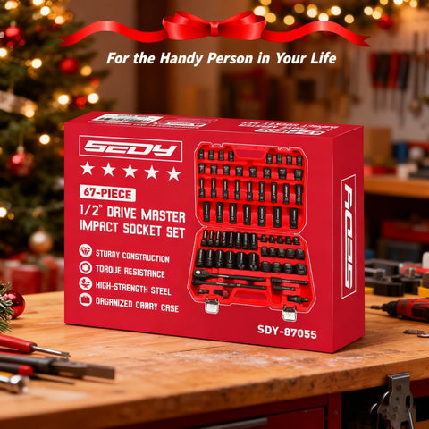 SEDY 67-piece SAE and metric range covers deep and standard sockets.
