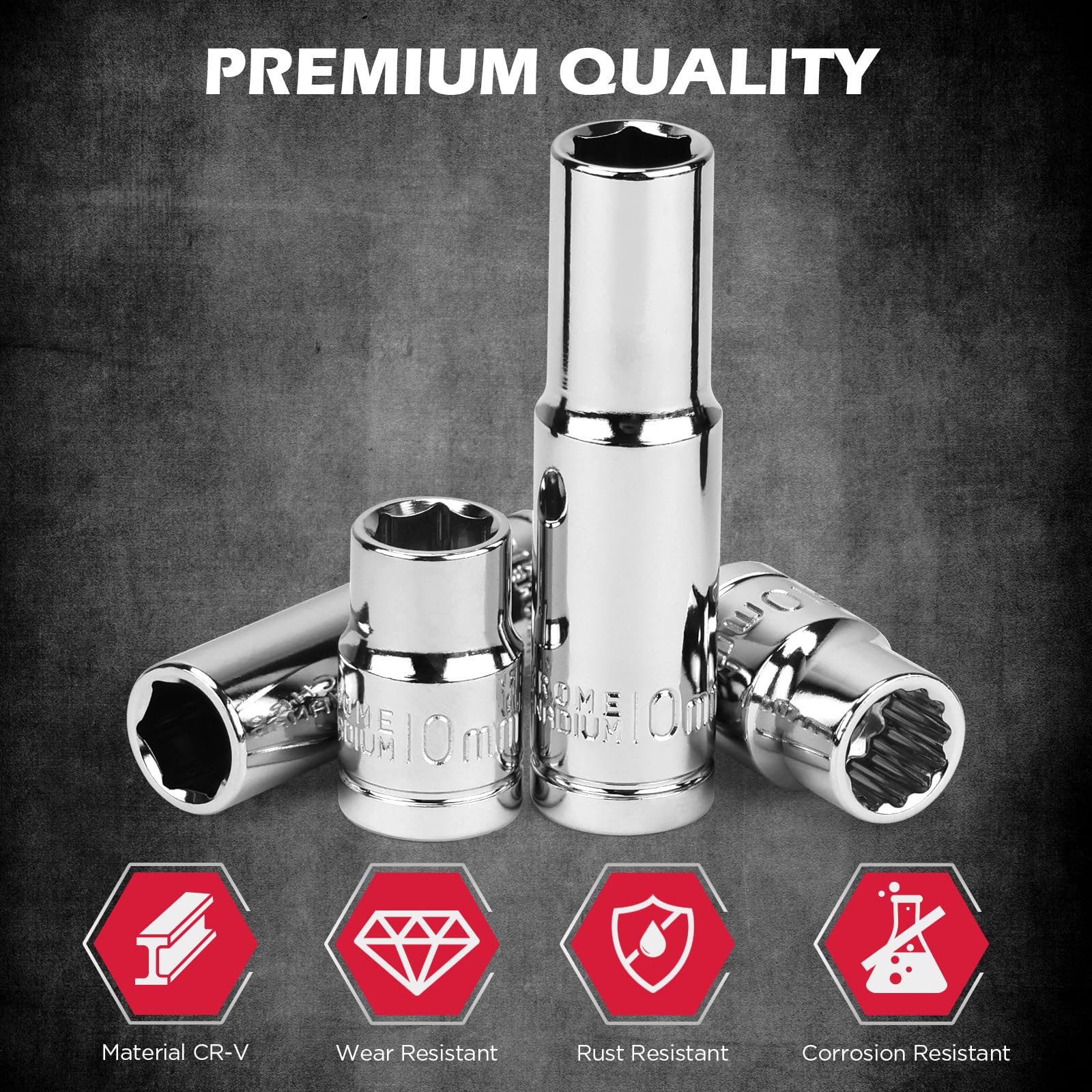 SEDY 10mm shallow sockets ideal for shallow clearance fasteners.