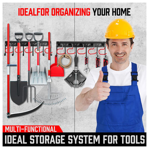 SEDY tool holder in action holds shovels and brooms neatly.