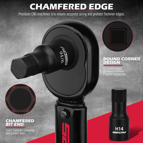 SEDY high-contrast laser-etched sizes aid quick selection