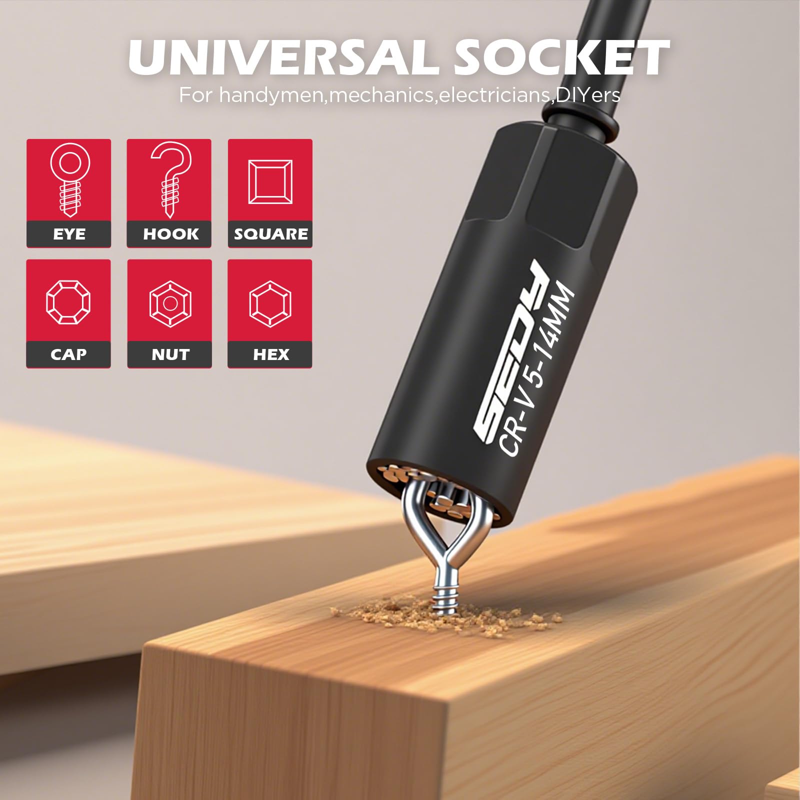 SEDY socket adapters expand compatibility across a wide range of fasteners.