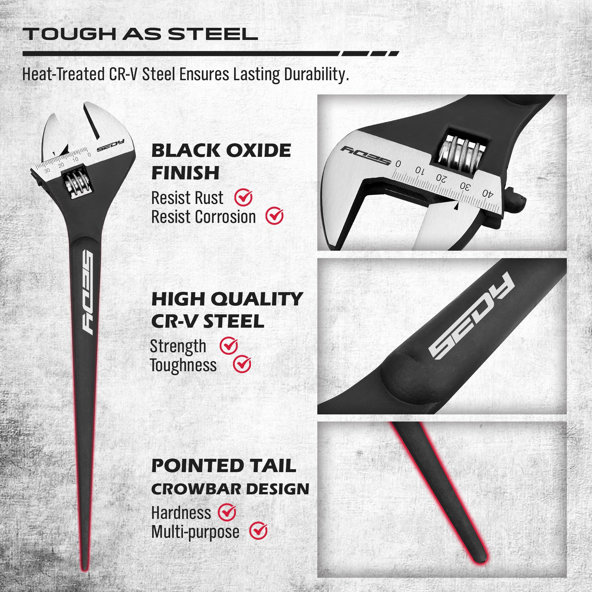 SEDY spud wrench with laser-marked scales enables quick, accurate measurement checks