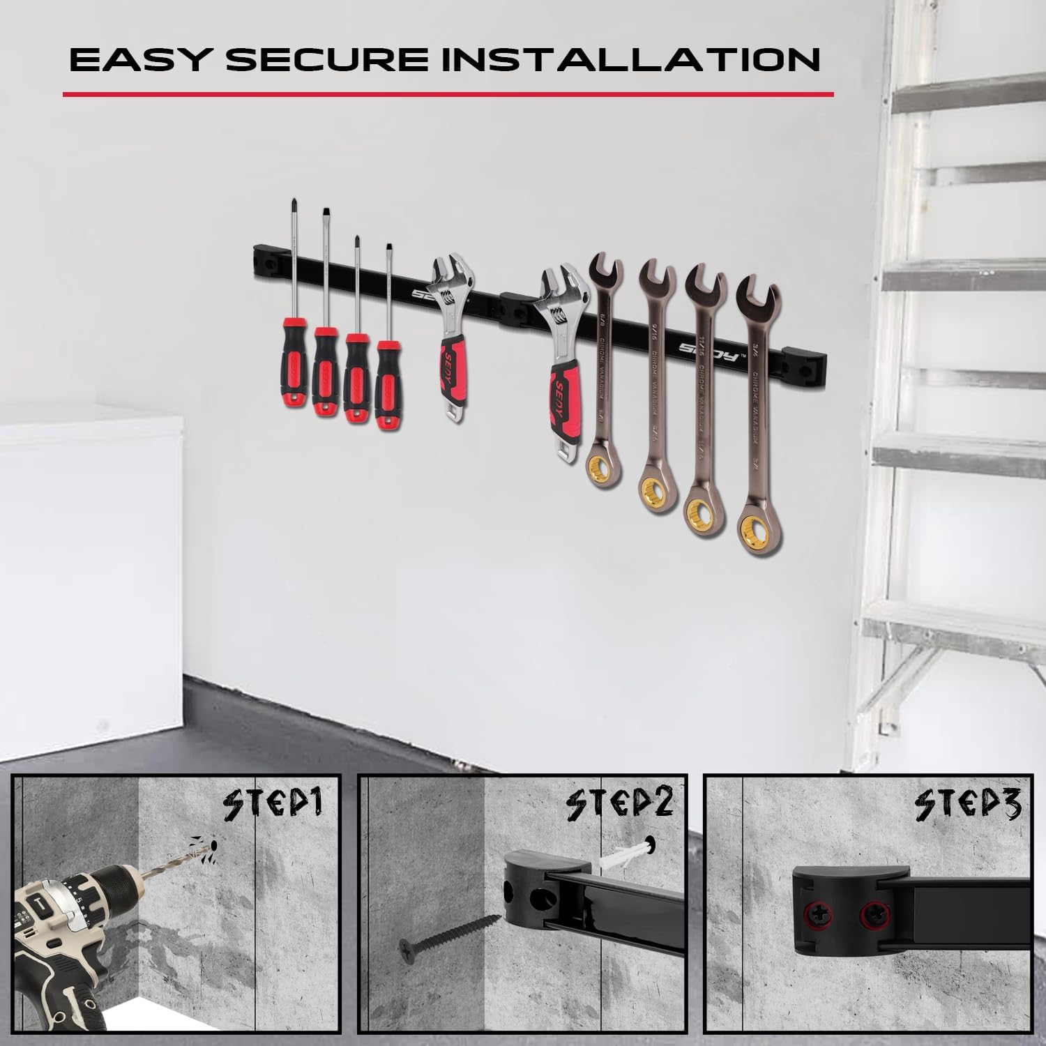 SEDY visible screws included for quick, straightforward setup.