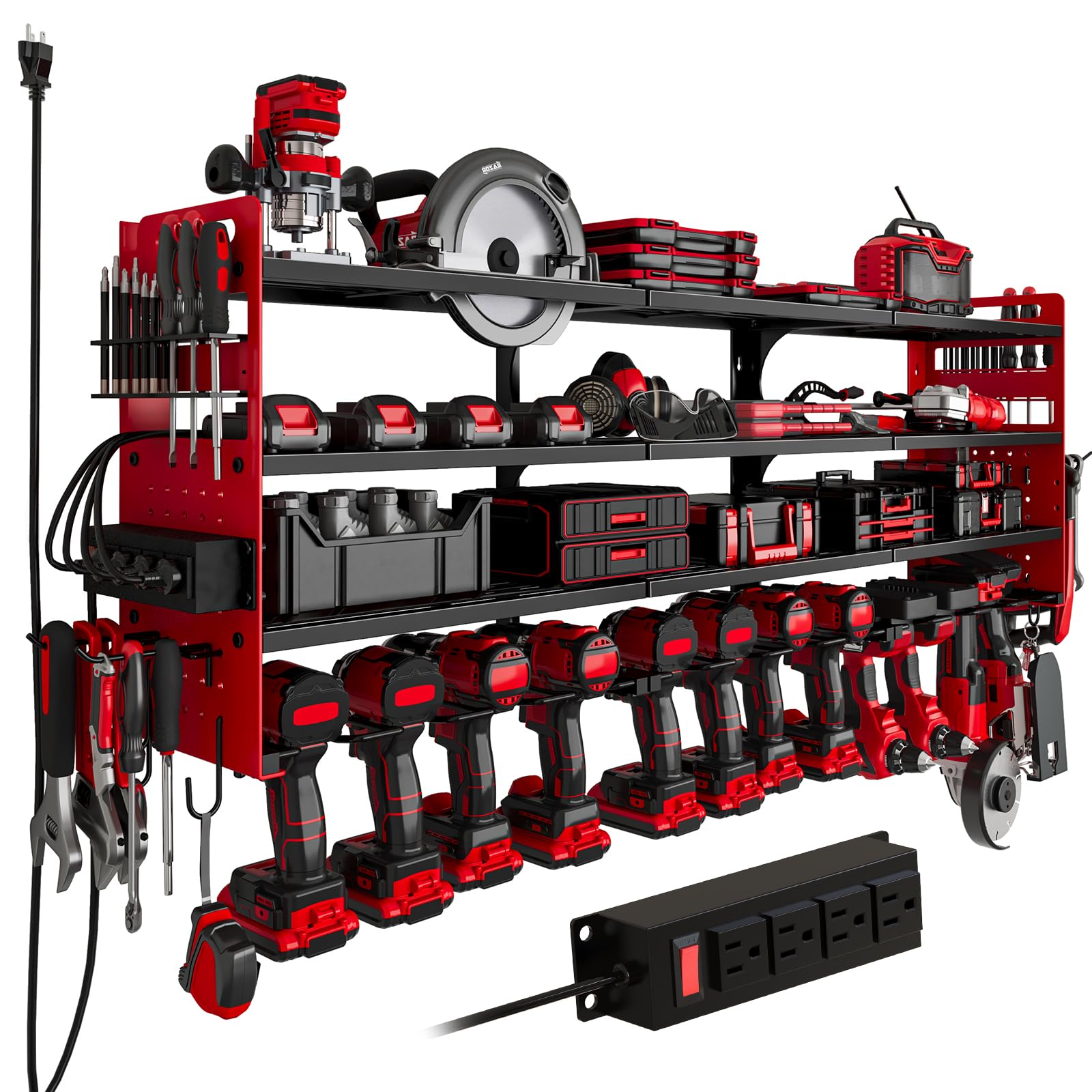 SEEAHEAD 12-drill holder front view showing organized power tools for quick access