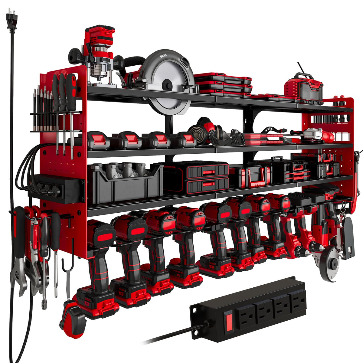 SEEAHEAD 12-drill holder front view showing organized power tools for quick access