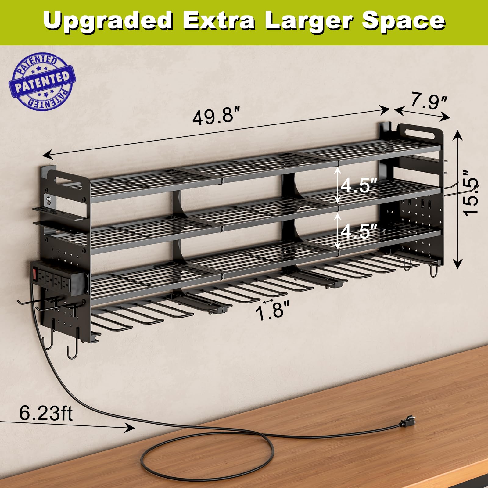 Seeahead side pegboard panels for quick hanging of screwdrivers and small tools.