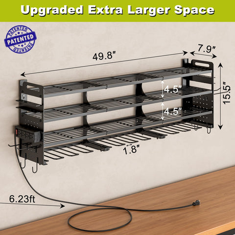 Seeahead side pegboard panels for quick hanging of screwdrivers and small tools.