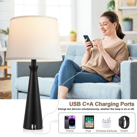 Seealle 3-way dimmable table lamp with easy touch control for cozy ambience.