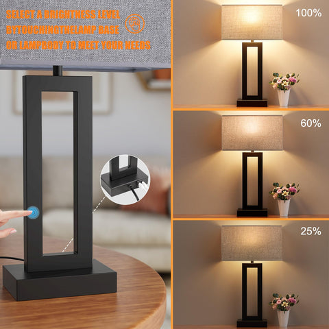 Seealle 3-way dimmable lamps on nightstand offer customizable brightness.