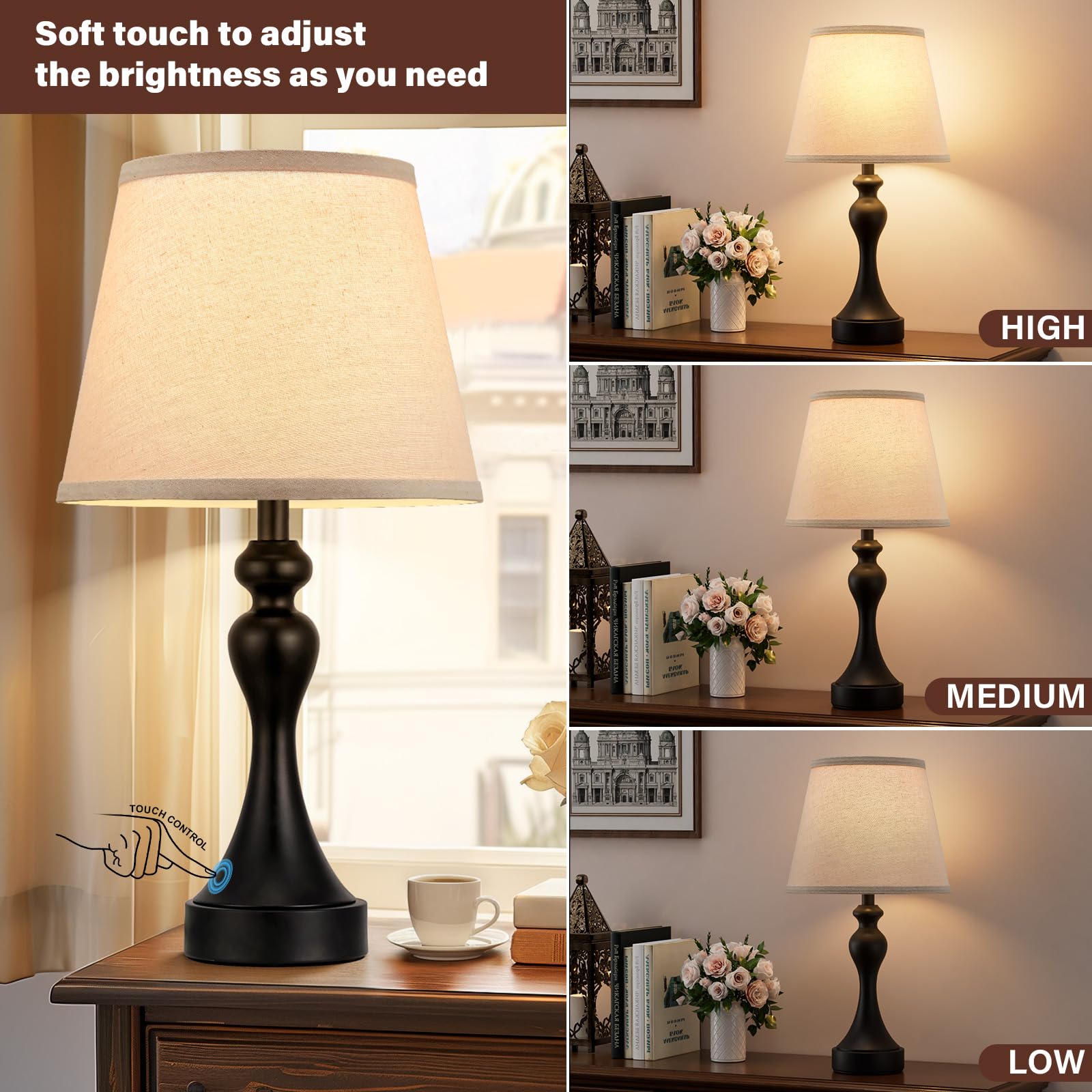 Seealle 3-way dimmable settings for adaptable brightness during reading or relaxing.