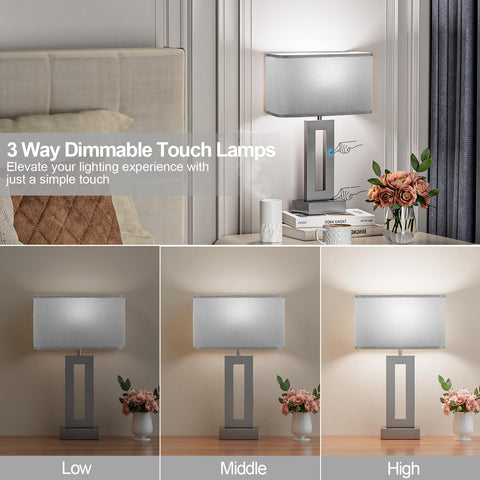 Seealle lamps with grey fabric shade provide soft, diffused light for relaxing evenings.