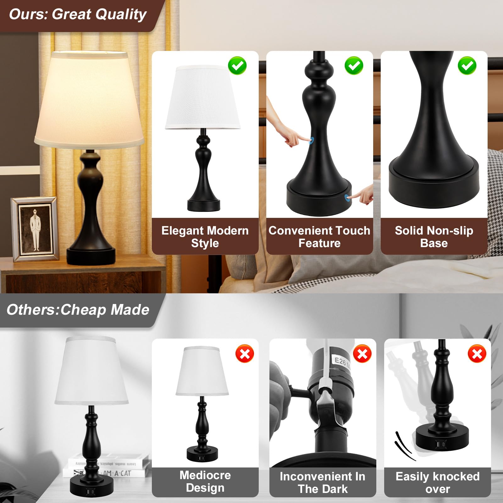 Seealle bedroom and living room lamps on a clean surface