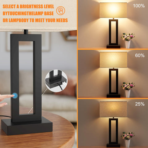 Seealle bedside lamp with included E26 LED bulbs for flicker-free illumination.