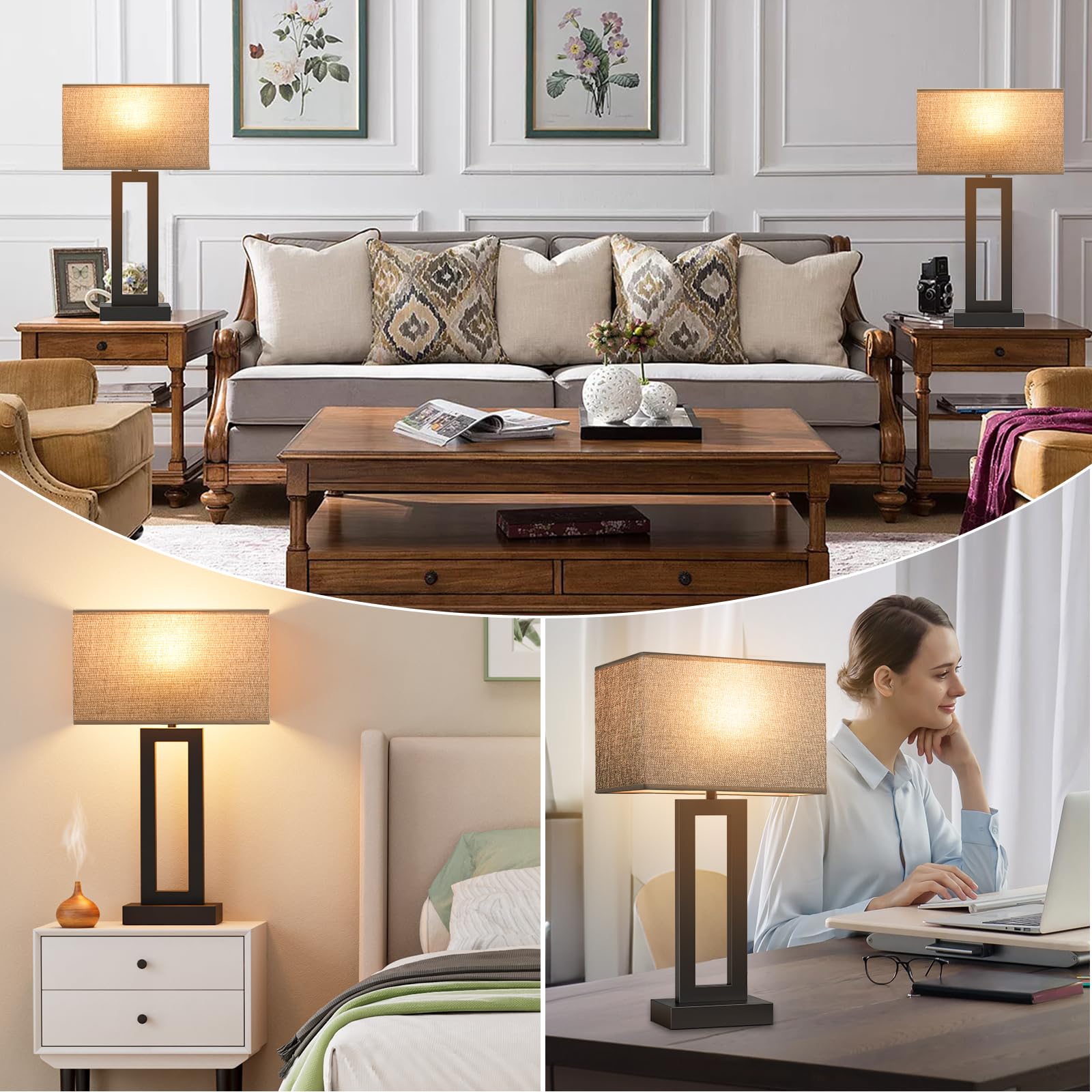 Seealle end tables setup with two lamps for versatile rooms.
