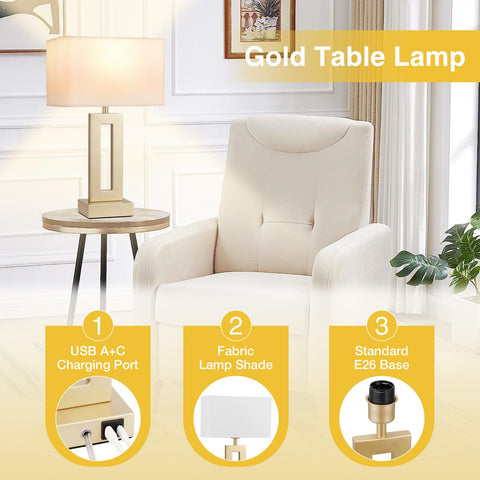 Seealle gold finish lamps with shade detail for stylish decor.
