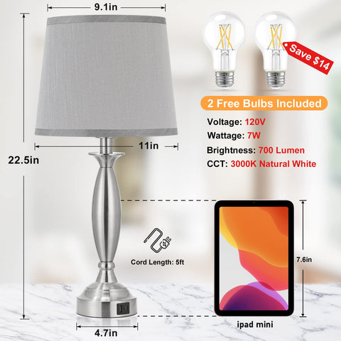 Seealle living room bedside lamp suitable for nightstands and end tables.
