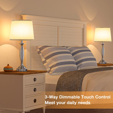 Seealle nightstand lamp with USB ports keeps devices powered.