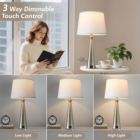 Seealle nightstand lamps with dual USB-C and USB-A charging for devices