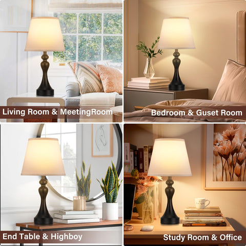 Seealle nightstand lamps USB-C and USB-A ports for device charging