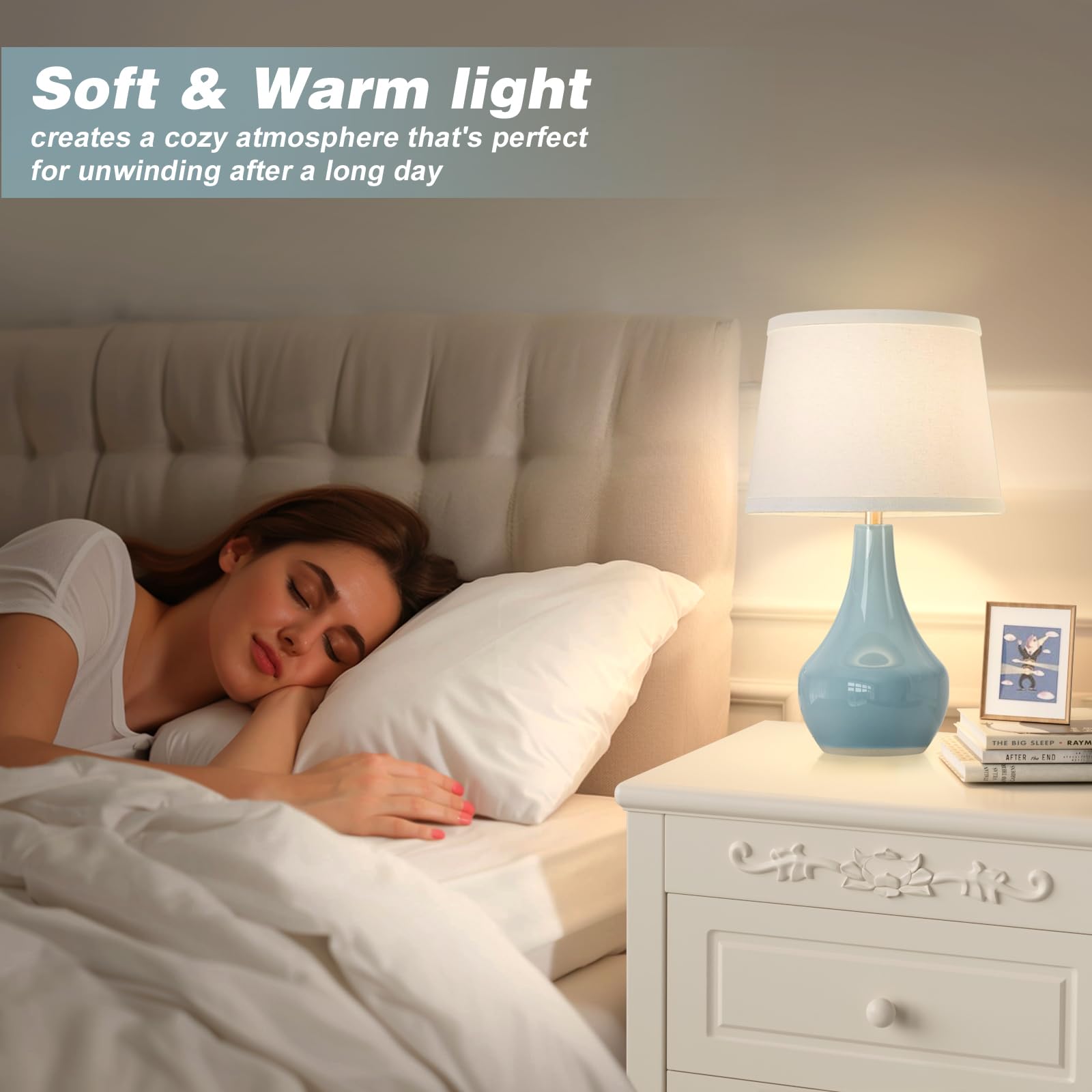 Seealle sky blue table lamp duo-pack ready for two rooms.