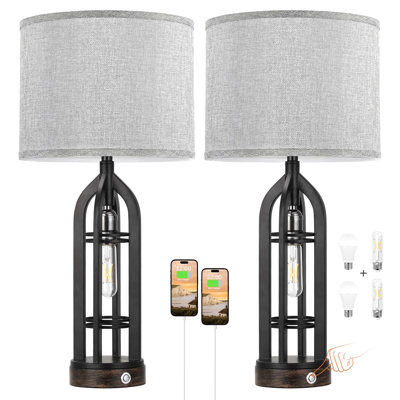 Seealle lamp for bedroom nightstand with stylish task lighting