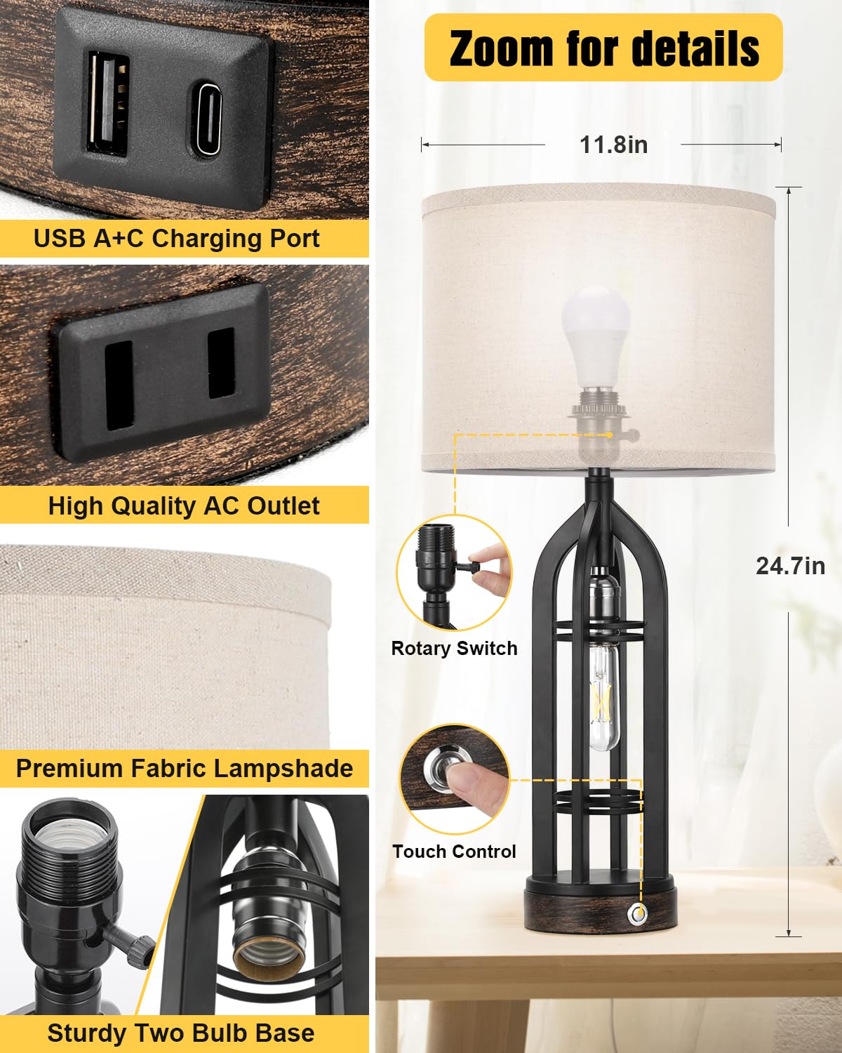 Seealle bedside lamp with oat shade adds warm, soft light for bedrooms.
