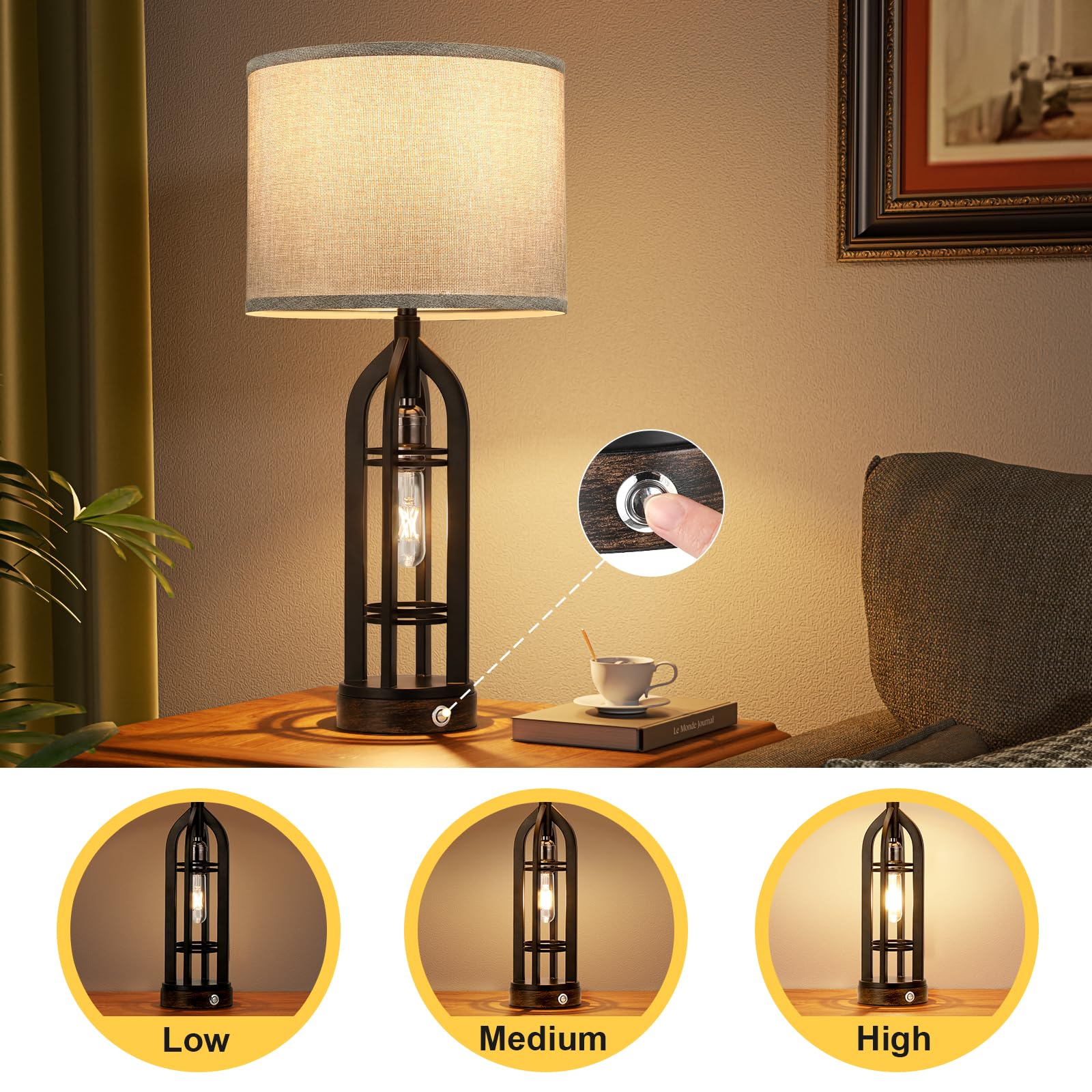 Seealle table lamp living room shade provides soft warm light