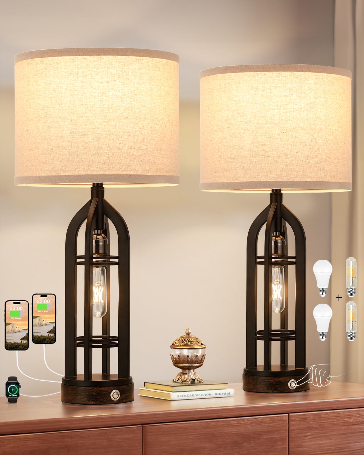 Seealle table lamp on nightstand suitable for desks and cozy reading nooks.