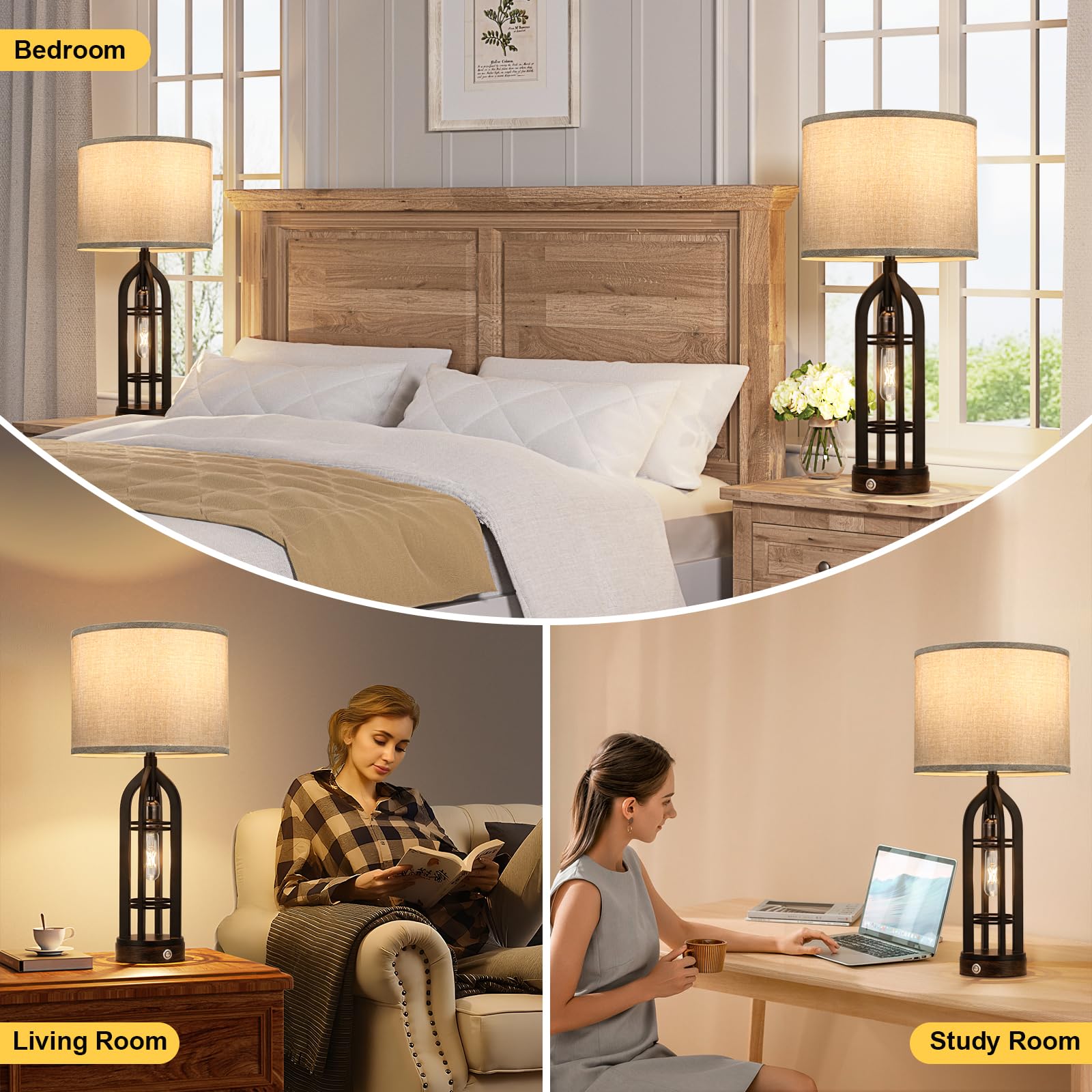 Seealle lamp top outlet for easy bedside plug-in