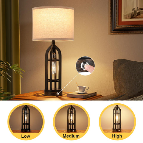 Seealle table lamp features USB-C and outlet for easy night charging.
