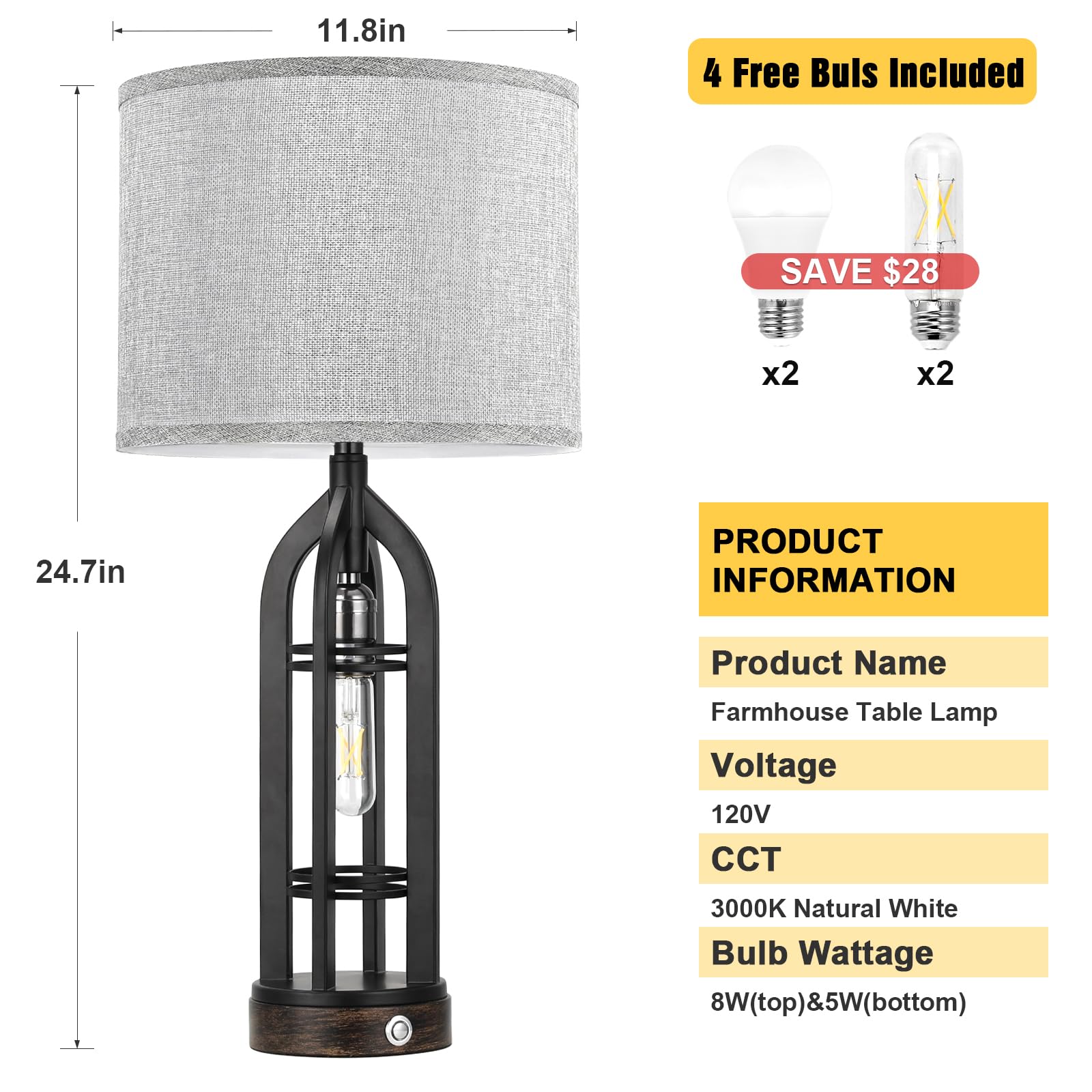 Seealle lamp vintage farmhouse design adds charm