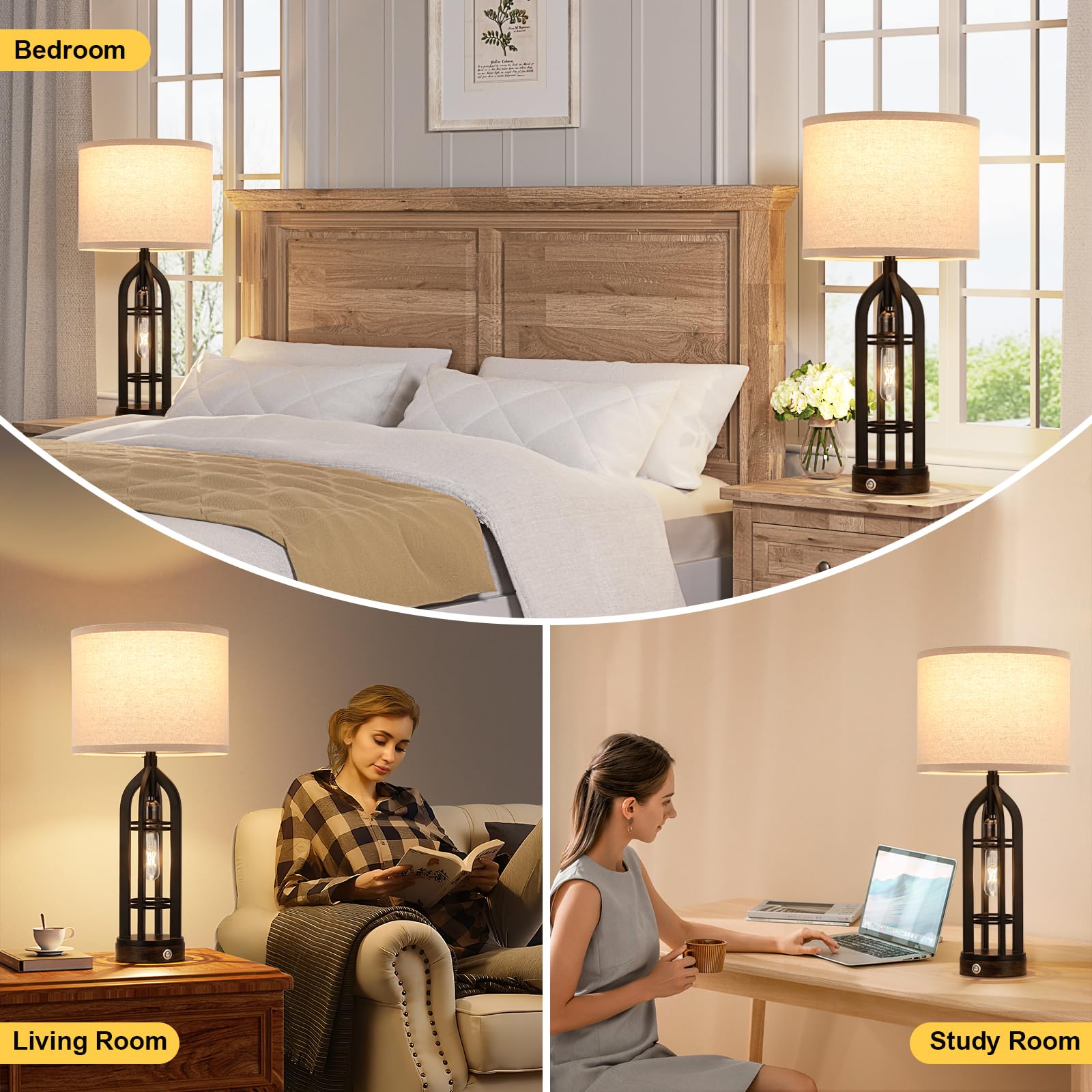 Seealle 3-way dimmable touch lamps for flexible mood lighting.