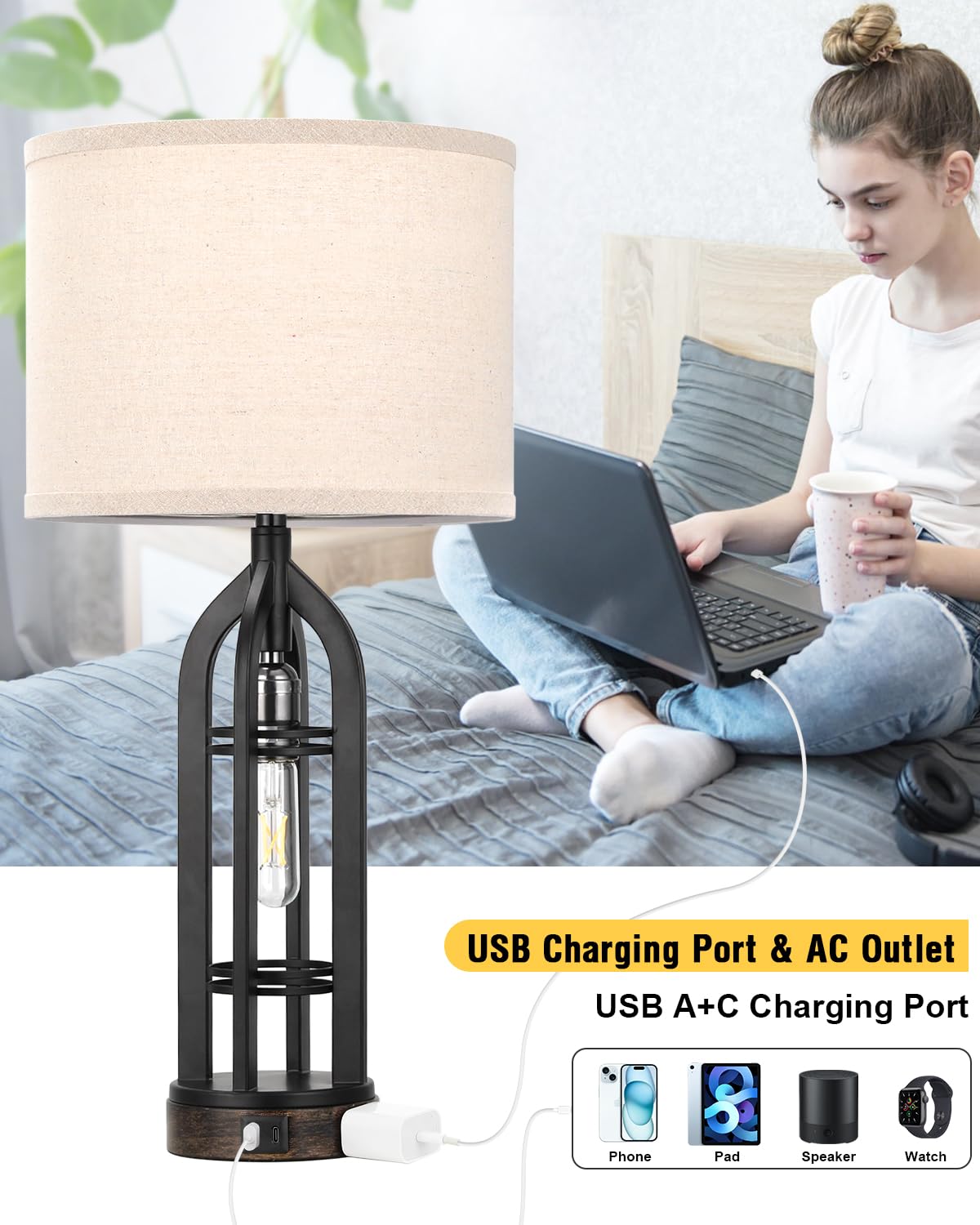 Seealle farmhouse lamps showcase a vintage birdcage silhouette for rustic decor.