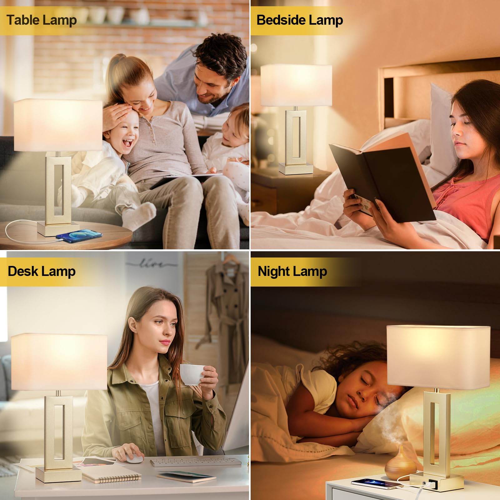 Seealle table lamps set 2 desk installation in minutes.