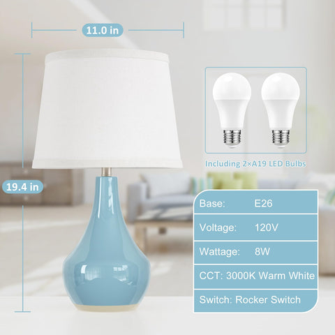 Seealle table lamps include two LED bulbs for instant use.