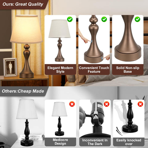 Seealle touch lamps paired with a brown-oat finish fit modern interiors.