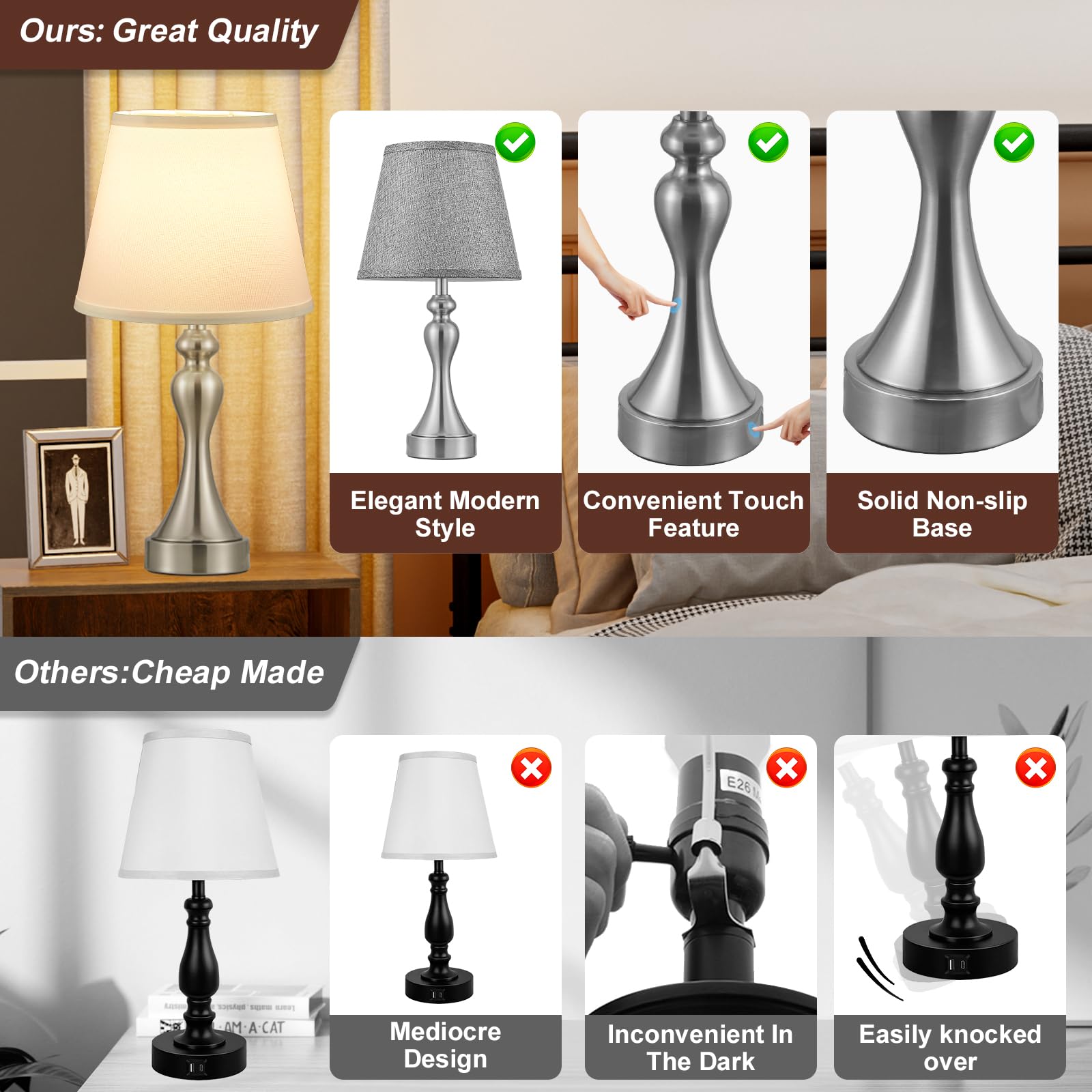 Seealle nightstand lighting provides steady glow for late night tasks