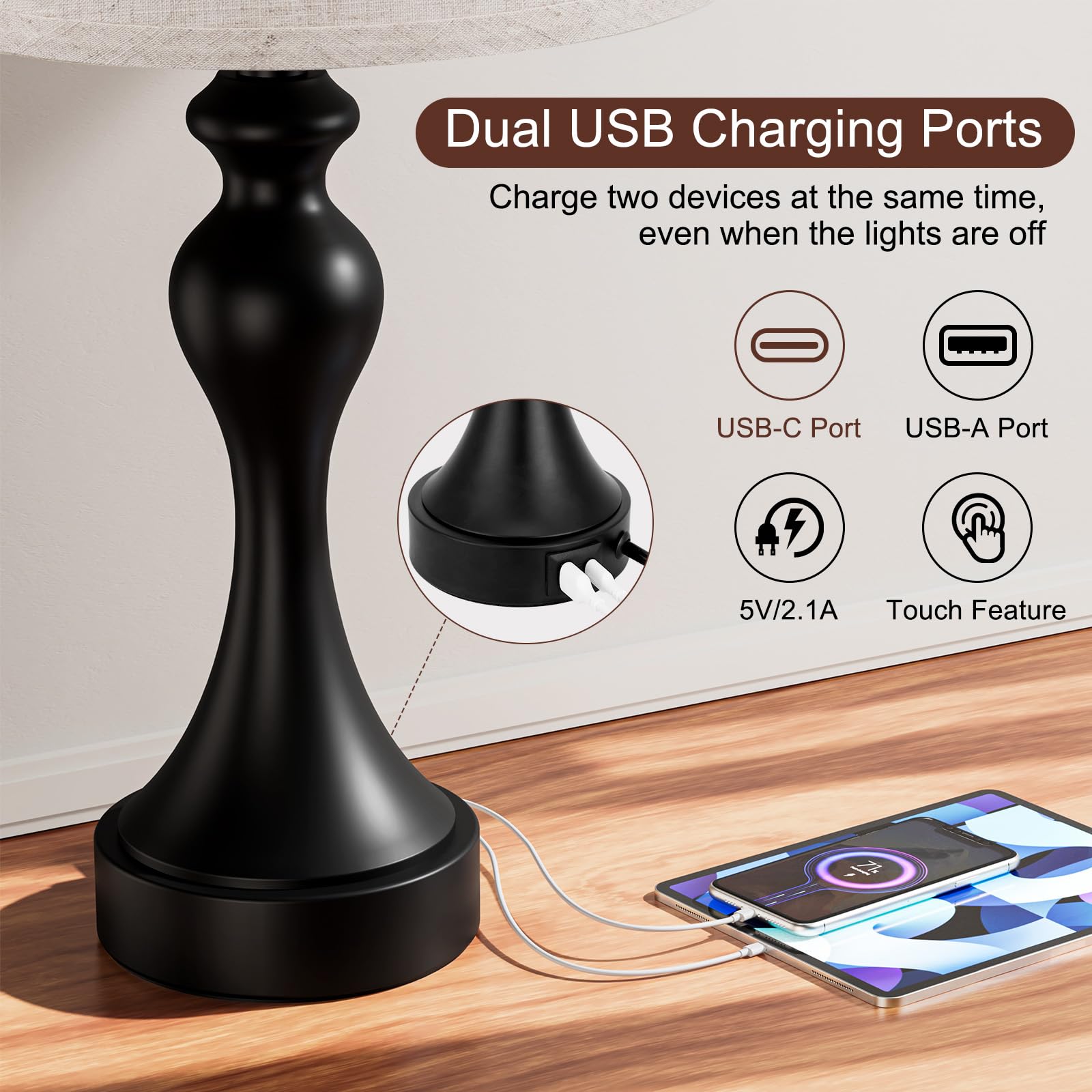 Seealle Touch Lamps include energy-efficient LED bulbs for ready-to-use lighting