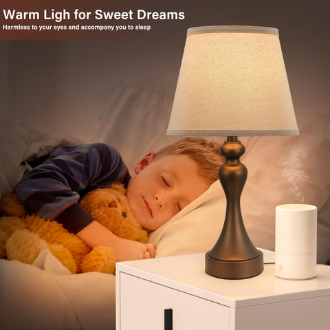 Modern metal base and brown-oat finish suit any bedroom decor.